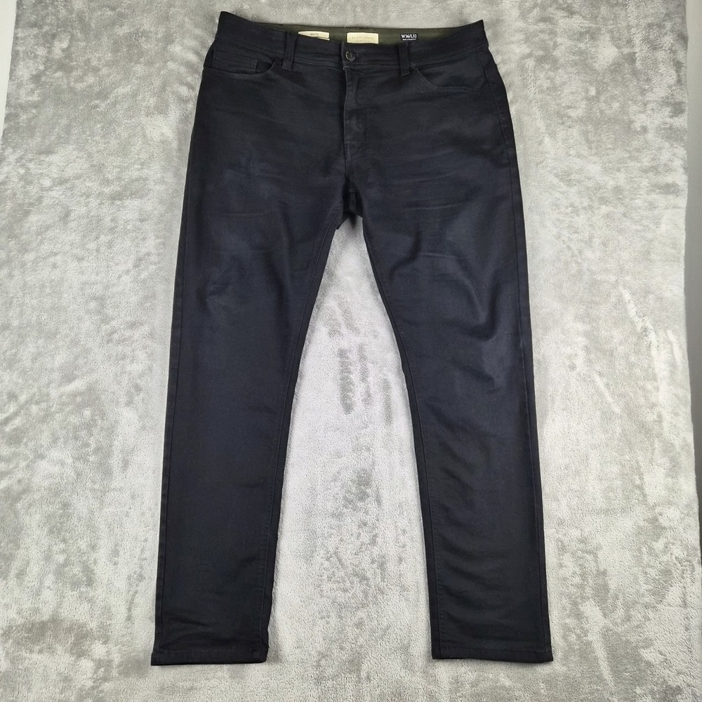 Scott James Slim Fit Pants Mens 36x32 Black Stretch 5 Pocket Modern Office